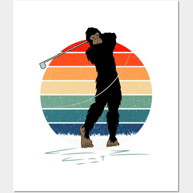 Retro BIgfoot Golfing Wall Art by Tesszero